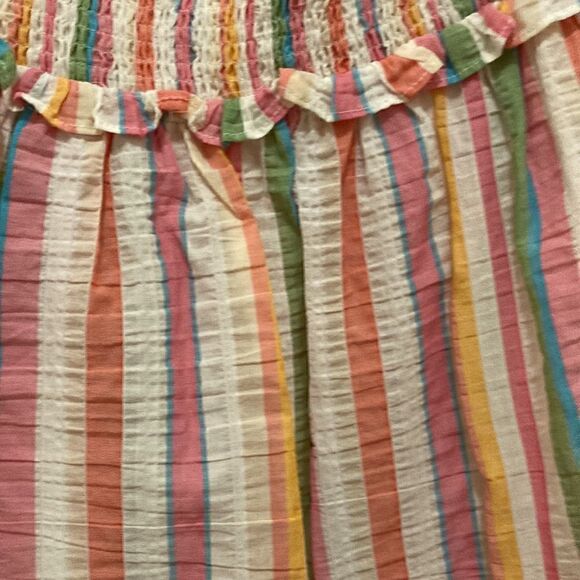 Zimmermann Girls Stripped Cotton Dress with Shoulder Tie & Pom Pom Trim. Size 10 - Picture 4 of 8